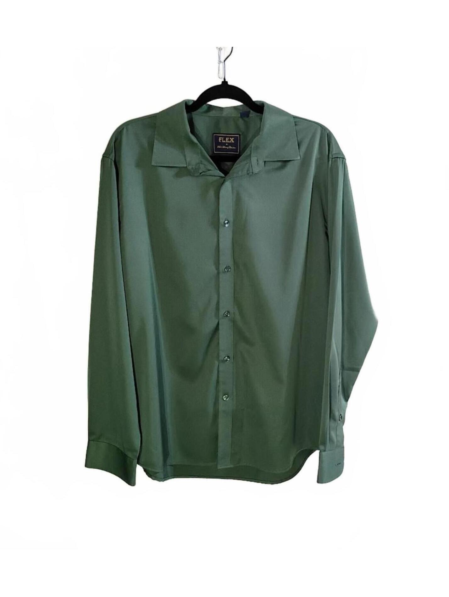 Flex Men's Luxury Collection Green Button-Up Shirt Size L